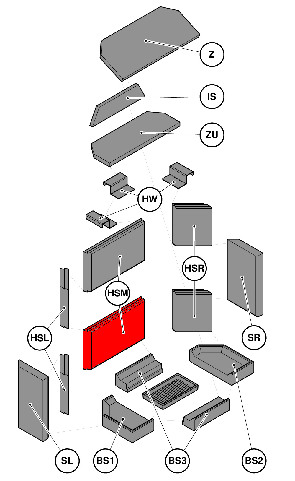 Haas+Sohn Genf II Rückwandstein unten Brennraumstein