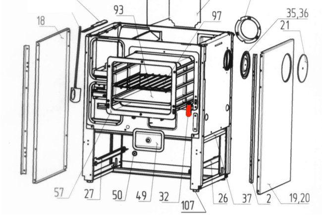 Wamsler K118 Scharnier Ovendeur Plug-in onderdeel