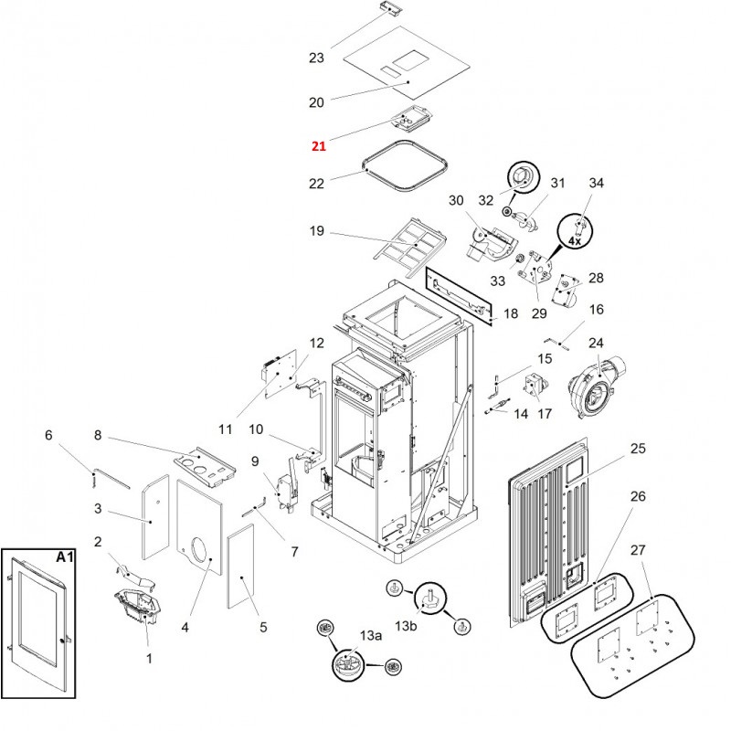 Haas-Sohn Pelletto III 434.08 Bedieningspaneel