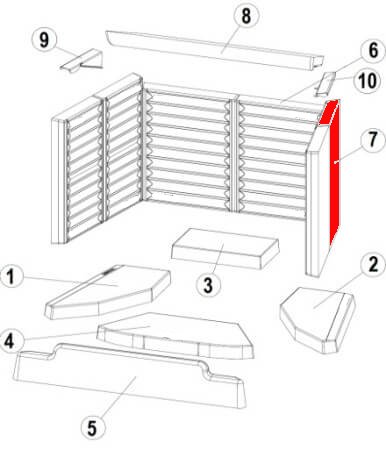 Austroflamm 75x57 K Zijsteen rechts achteraan