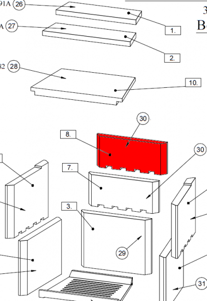 Fireplace Havanna C Achterste muur steen boven